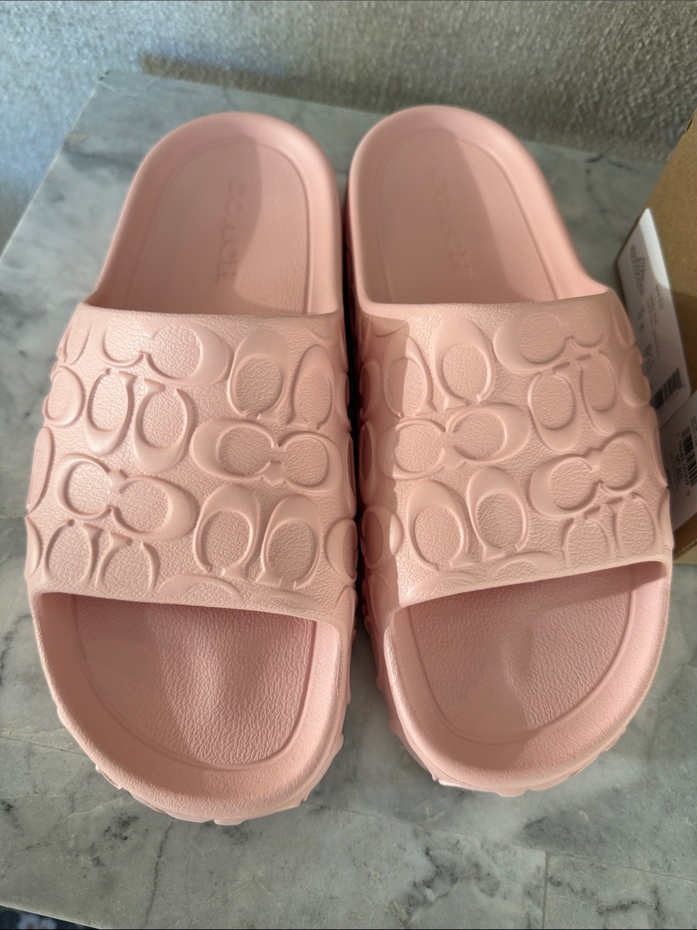 NIB Coach Pink Signature Slides Sandals Candy Pink Bay Size 11 EU 43b